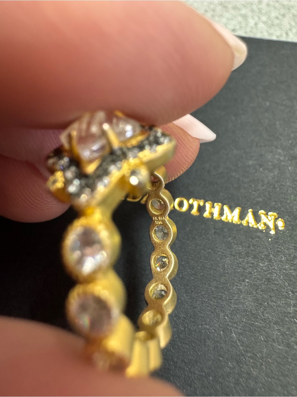 Freida Rothman Pineapple Cut Black and Gold Ring - Picture 3 of 6